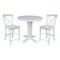 International Concepts 36 in. Solid Wood Round Top Pedestal Dining Table with 2 Counter Height Stools in White K08-36RT-23B-S6132-2 - alternate 1